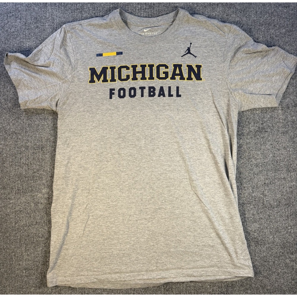 Nike Michigan Wolverines Football T Shirt The Nike Tee Gray Men's L Jumpman